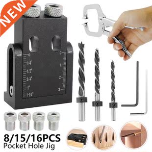 39Pcs Pocket Hole Jig Kit 15-Degree Angle Drill Guide Woodwo