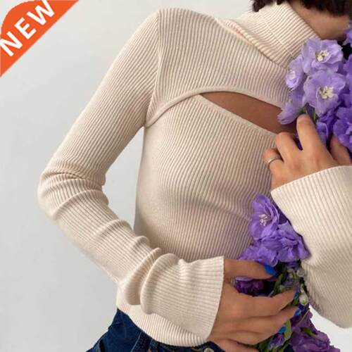 Women's Turtleneck Long Sleeve Slim Pullovers 2021 Autum