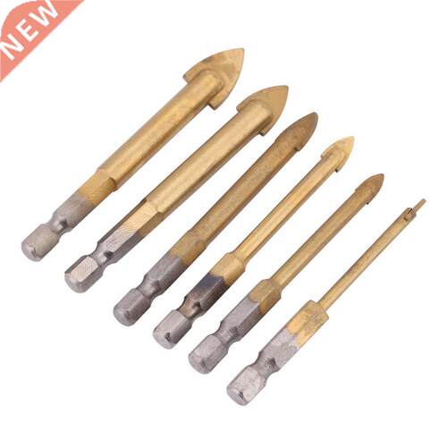 6PC Tungsten Carbide Glass Bit Set Titanium Coated with 1/4