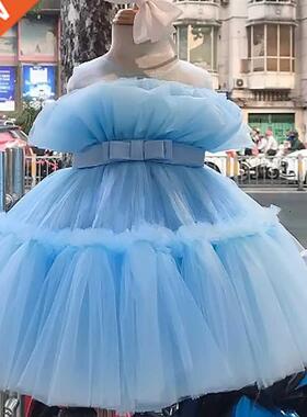 Princess Party Dress for Girl Elegant Wedding Gown Flower Tu