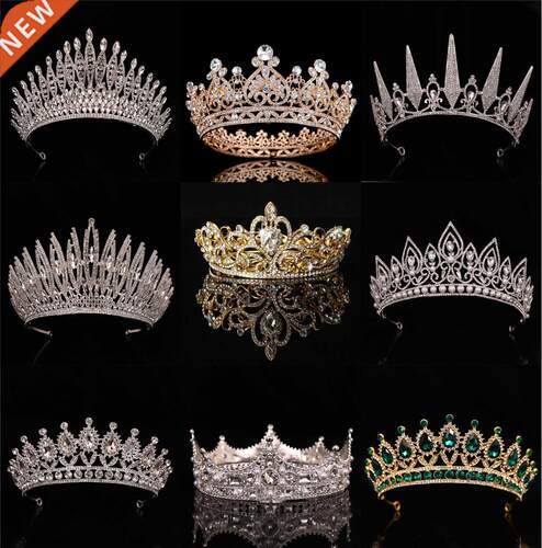 Wedding Crown Gold Silver Color Rhinestone Crystal Diadem Qu