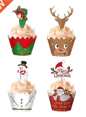 24/48pcs Christmas Paper Cupcake Wrapper Christmas New Year