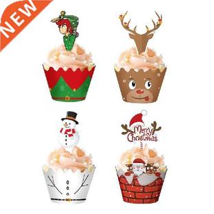 24/48pcs Christmas Paper Cupcake Wrapper Christmas New Year