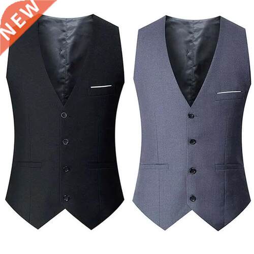 Black Grey Navy Blue Vests For Men Slim Fit Suit Male Waistc