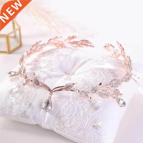 KMVEXO Rose Gold Crystal Crown Bridal Hair Accessory Wedding