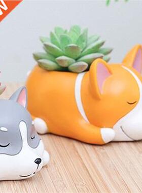 Resin Flower Pot Corgi Succulent Dtop Flowerpot Fairy