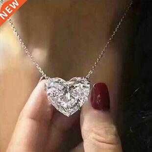 Huitan Luxury Big Heart CZ Women Pendant Necklaces Simple Ve
