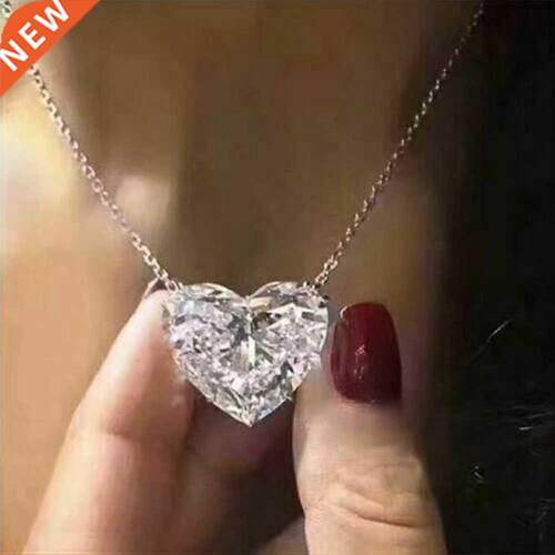 Huitan Luxury Big Heart CZ Women Pendant Necklaces Simple Ve