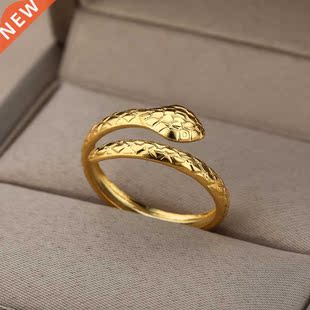 Retro Snake Rings For Women Stainless Steel Gold Silver Colo