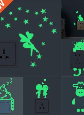 V1pc Cartoon Luminous Switch Sticker Glow In The Dark Wall