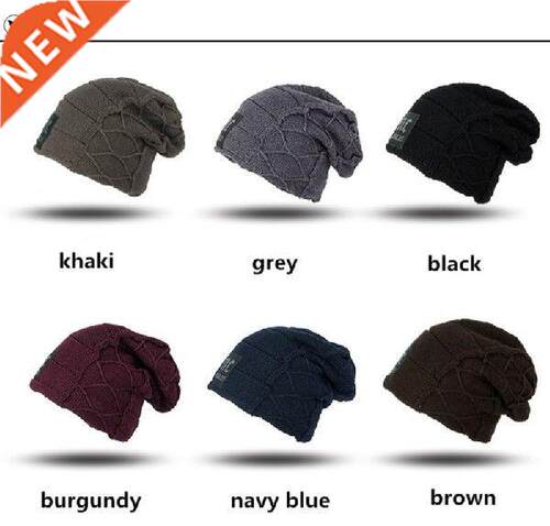 6 Colors Autumn Winter Knitted Hat Double Layer Plus Velvet