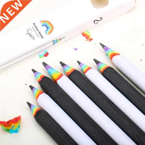 2pcs Pencil Hb Rainbow Color Pencil Stationery Items Drawing
