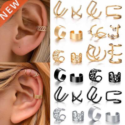 12pcs Bohemian Gold Color Ear Cuffs Leaf Clip Earrings For W