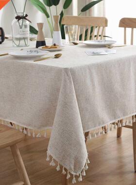 Linen Tablecloth Tassel Rectangular Table Cloth Wedding Deco