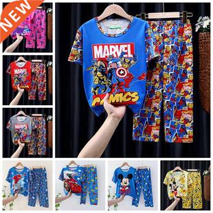 Baby Boy Girl Pajamas Set Cartoon Marvel Spiderman Mickey So