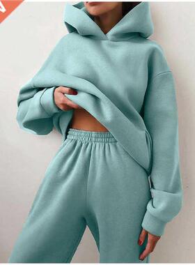 Women's Tracksuit Autumn Plus Fleece Sweatshirts Two Piece S