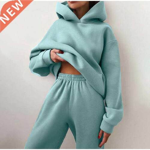 Women's Tracksuit Autumn Plus Fleece Sweatshirts Two Piece S