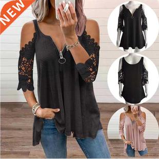 2022 Aesthetic Summer New Lace Petal Sleeve T-Shirt Off Shou