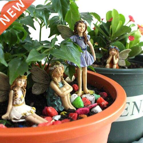 6 Pcs Flower Fairy Figurines Set Mini Resin DIY Garden