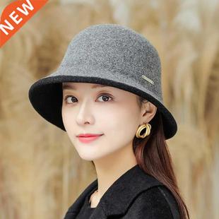 Winter Warm Hat Women's Faion Solid color Wool Hat B