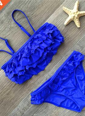 7-16years Children Swimwear Falbala Girls Swimwear Baby Kids