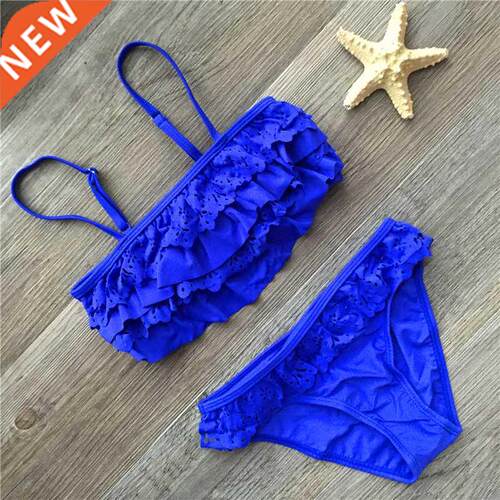 7-16years Children Swimwear Falbala Girls Swimwear Baby Kids