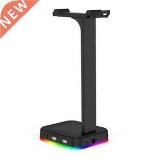 Multicolor RGB Headphone Holder Base with 2 USB Charger Hold