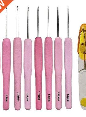 8pcs/set Multicolor Plastic Handle Aluminum Crochet Hooks