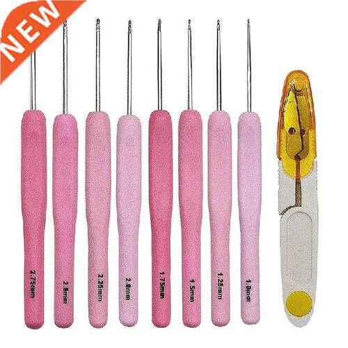 8pcs/set Multicolor Plastic Handle Aluminum Crochet Hooks