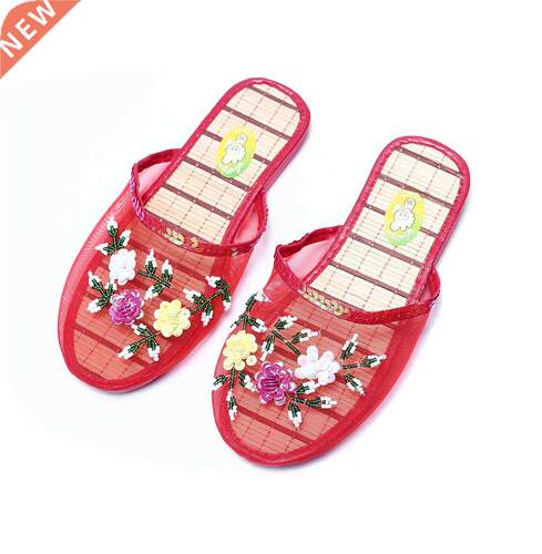 Summer Home Women Slippers Sandals Sequin Flowers Flip Flop