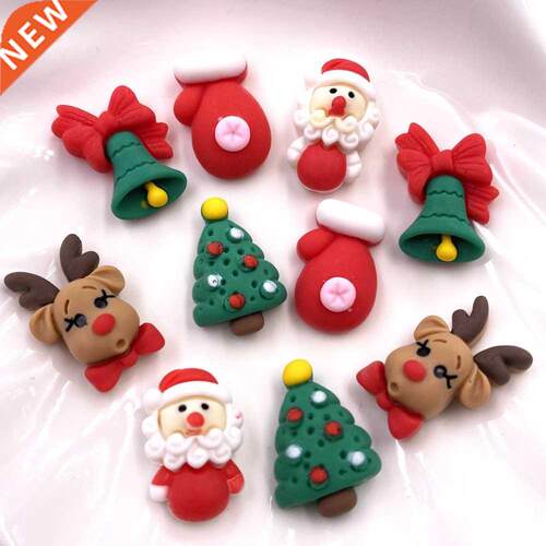 20PCS lovely Colorful Resin Elk Santa Glove Bell Flatback Ca