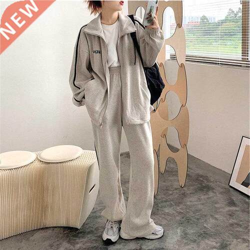 Autumn and winter sportswear pants two piece suit women's lo