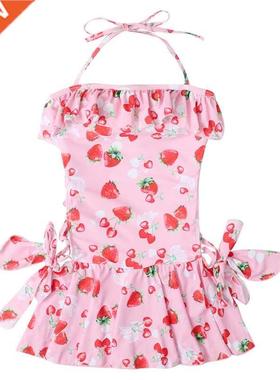 Sweet Lolta Strawberry One Pece Swmsut Women Push Up Bat
