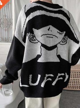 Japan Anime One Piece Sweater Cartoon luffy knitwear Cute Fa