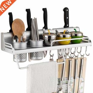 Wall Mounted Pot Pan Rack Multifunctional Kitchen Bookshelf