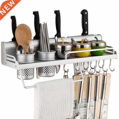 Wall Mounted Pot Pan Rack Multifunctional Kitchen Bookshelf