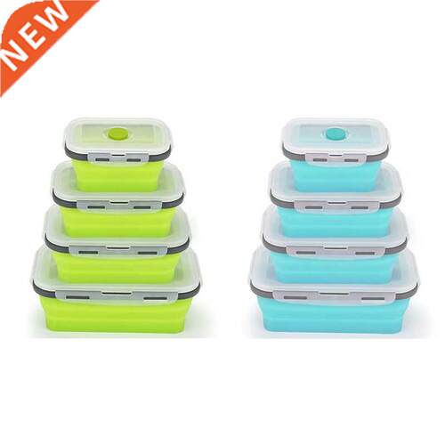 4Pcs Set Foldable Silicone Food Lunch Box Fruit Salad Storag