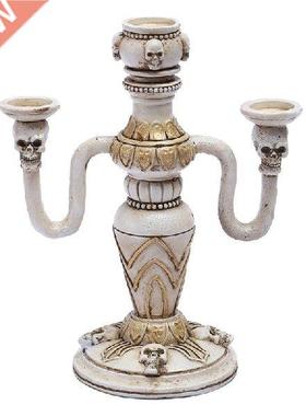 K1MF Halloween Tengkorak Tempat Lilin Desk Tempat Lilin