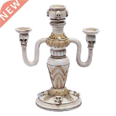 K1MF Halloween Tengkorak Tempat Lilin Desk Tempat Lilin