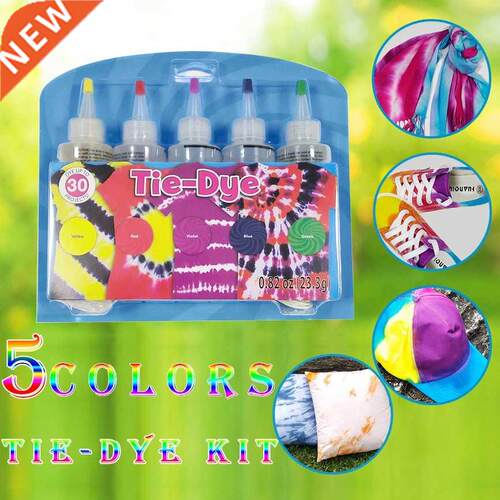 *Fabric Textile One-Step Tie-Dye Kit 5 Colors DIY Design Saf