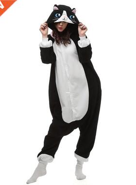 Polar Fleece Black Cat Cosplay Costume Cartoon Onesie Paja