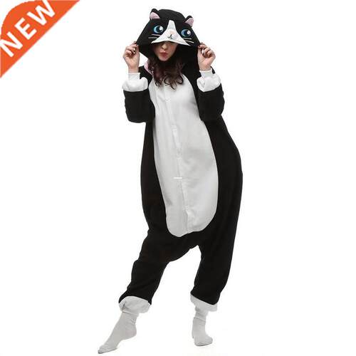 Polar Fleece Black Cat Cosplay Costume Cartoon Onesie Paja