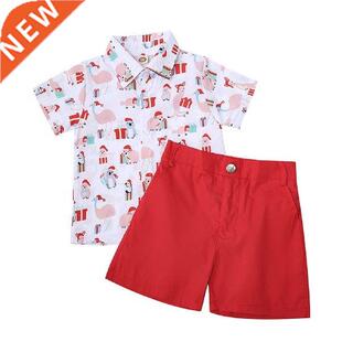 Christmas Clothes Toddler Kids Baby Boy Cartoon Print Short