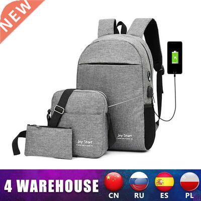 3PCS Men's Backpack USB Charging Men's Bag C