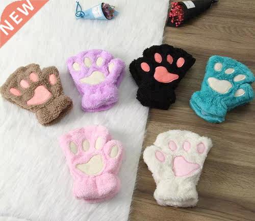 2021 1Pair Women Girls Lovely Winter Warm Fingerless Gloves