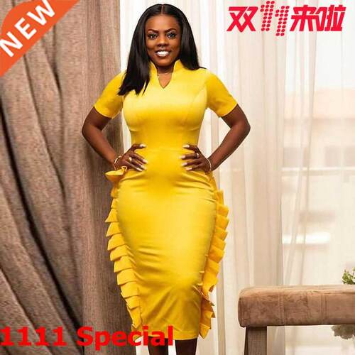 High waist plus size women's African professional dress女裙