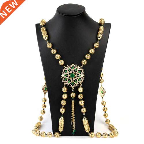 Sunspicems Gold Color Morocco Caftan Chest Shoulder Link Cha