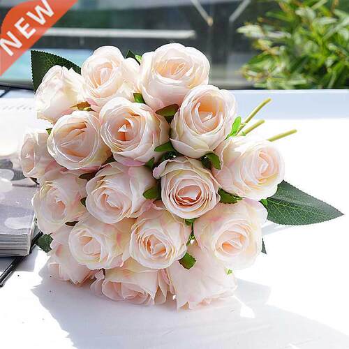 18pcs/lot Rose Artificial Flowers Wedding Bouquet Silk Rose