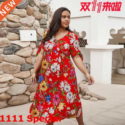 XL 4XL summer plus-size Bohemian lady dress大码波西米亚裙子