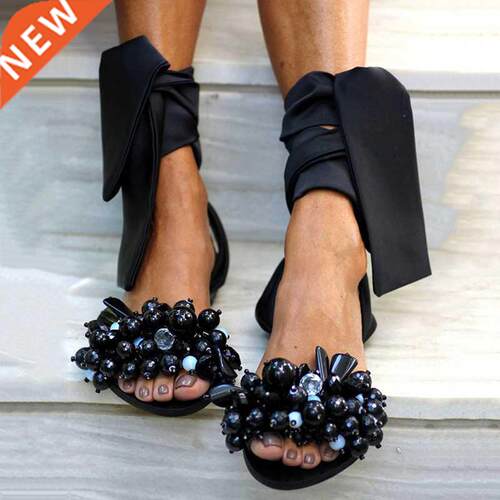 2020 Summer Female Sandals Faion Lace Up Flat Sandal Non-S